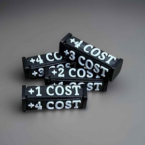 TCG Cost Change Tokens, increase/decrease costs, +/-1 to +/-4 costs, positive/negative, Fusion World, One Piece Buggy etc., 4 pieces Plus (+) Cost Token