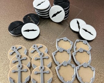 Neverrift TCG Tokens, Tamer Black/White, Anchor and Shield Tokens, Counter, Marker, Beast Tamer, Set for 2 Players