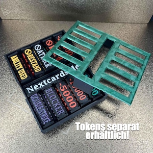 TCG Game Tokens Storage Box - holds up to 10 tokens, with viewing windows for our One Piece, Fusion World, Riftbound and Gundam tokens