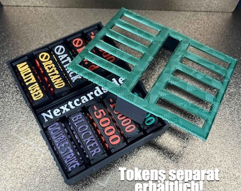TCG Game Tokens Storage Box - holds up to 10 tokens, with viewing windows for our One Piece, Fusion World, Riftbound and Gundam tokens