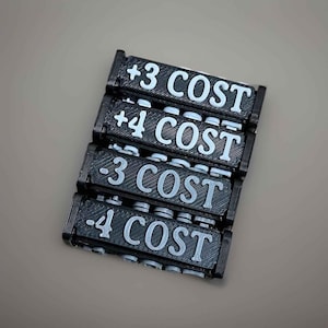 TCG Cost Change Tokens, increase/decrease costs, +/-1 to +/-4 costs, positive/negative, Fusion World, One Piece Buggy etc., 4 pieces image 3