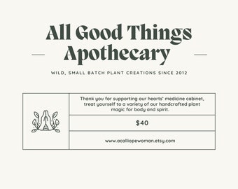 Gift Certificate // Hand Crafted Small Batch Apothecary Goods