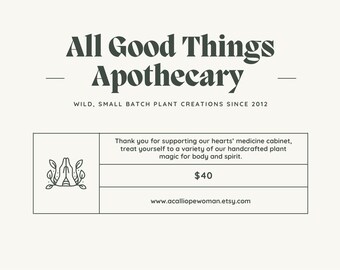 Gift Certificate // Hand Crafted Small Batch Apothecary Goods
