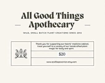 Gift Certificate // Hand Crafted Small Batch Apothecary Goods