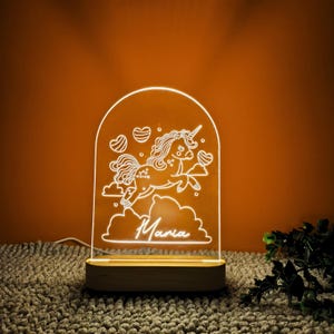Unicorn Personalized Night Light - Kids Bedroom Decor - Custom LED Light for Girls - Unicorn Gift for Kids