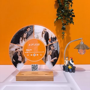 Personalized Photo Collage Song Plaque - Anniversary Gift for Couples - Acrylic Music Plaque with QR Code - Mother’s Day Gift