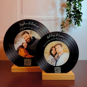 Personalized Vinyl Record Plaque - Anniversary Gift for Couples - Music Lover Gift - Custom Photo Decor - Birthday Gift for Him Her