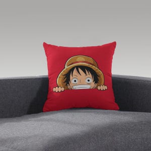 Almohada de una pieza con diseño de Luffy para sofá, almohada con estampado de anime, regalo impreso para ella