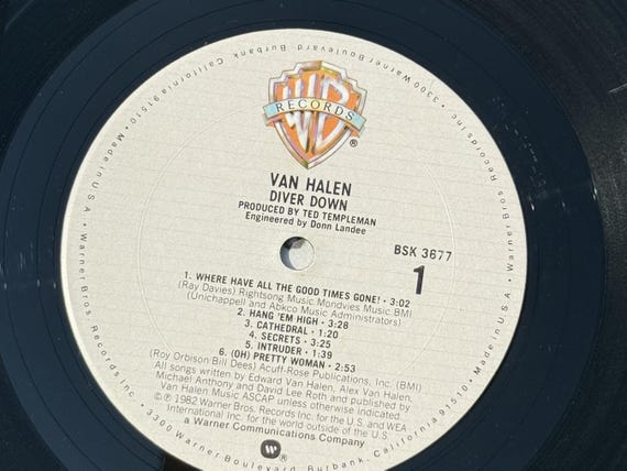Van Halen Diver Down Vinyl - 1982 First Press, Warner Bros