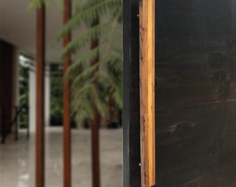 Handmade Teak & Jack Wood Door Handle: Two-Tone Design, 31"