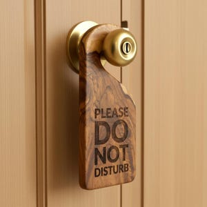 Double Sided Door Sign: Laser Engraved Wood, Do Not Disturb/Clean My Room