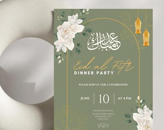 Plantilla editable de invitación para Eid/cena (descarga digital)