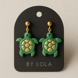 Sea sun, turtle earrings, green earrings, love of the sea, polymer clay earrings, handmade jewelry, boho jewelry