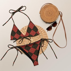 Glam Checkerboard Recycled String Bikini Set