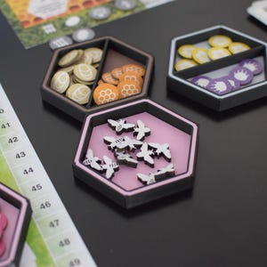 Magnetische sechseckige Tablett: 3D gedruckte Brettspiel Token und Würfel Organizer