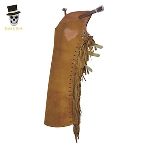 Women’s Western Fringe Leather Chaps image 3
