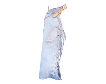 Handmade Blue Suede Leather Chaps