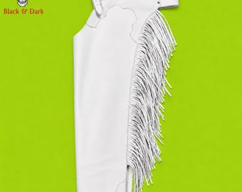 Women’s White Fringe Leather Chaps