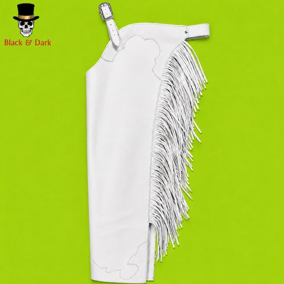 Women’s White Fringe Leather Chaps