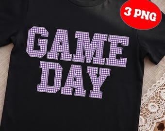 Game Day PNG Bundle, Gingham Game Day Varsity Font, Plaid Pattern Sports Season Clipart, Sublimation Design for T-Shirt, Digital Download