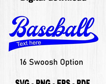 Custom Baseball Text Swoosh SVG PNG, Baseball Team Svg, Custom with Tails png, Custom Softball Team Name svg, Baseball Letters Text Tails