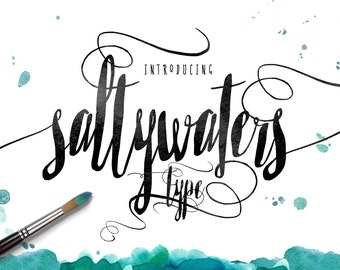 Saltywaters Type font - Script typeface with swashes and stylistic alternates