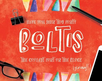 Digital Font, Boltis Display Font, Outline Font, Block font, Hand Drawn font, Shadow font
