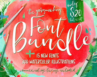 Digital fonts Bundle, 92 % OFF Sale, modern Calligraphy, Script, Wedding, Invites, Handpainted Watercolor Clipart, Digital Patterns, logo