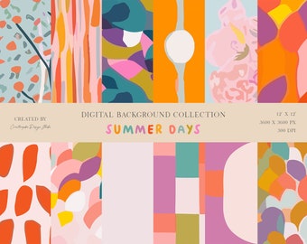 Digital Paper Pattern Collection: Summer Days - Colorful, Geometric, and Whimsical Designs for Scrapbooking, Crafts, and DIY Projects