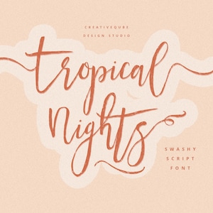 Calligraphy Font, Modern Calligraphy, Digital Fonts, Wedding Font, Invitation Font, Script Font, Digital Download, Tropical Nights image 1