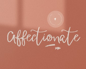 Valentines Day Digital Font - Affectionate Brush Script Font - Heart swashes