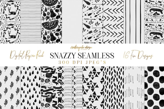Digital paper Seamless Seamless Snazzy Patterns - PNG, Photoshop PAT and Watercolor Papers, Planner Printable