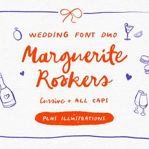 Police de caractère pour mariage, police manuscrite, police manuscrite, lot de polices, polices d'écriture manuscrite, téléchargement numérique, paire de polices Marguerite Rookers avec dessins