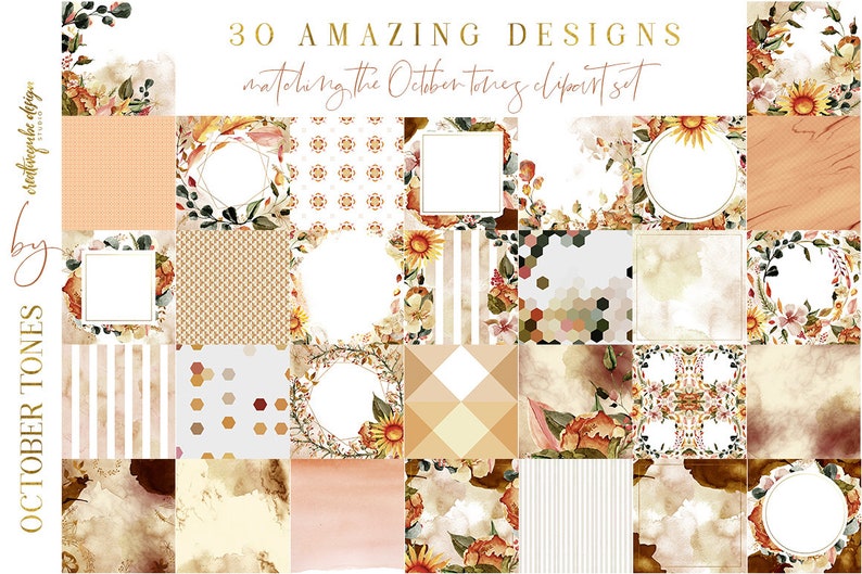 Digital Paper Floral Pack Patterns 30 Backgrounds October - Etsy