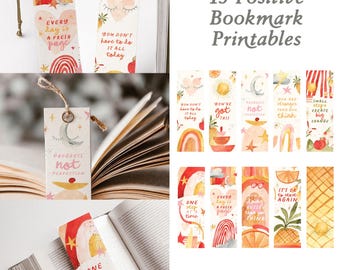 Aquarell Lesezeichen mit positiven Zitaten: Druckbare PDF (Digitaler Download