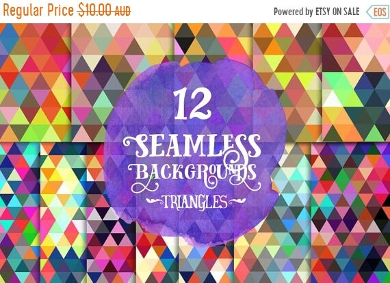 70% OFF Sale Digital paper, - Seamless Bold Triangles Paper, Digital Scrapbook paper pack, Instant download, 12 Digital Papers