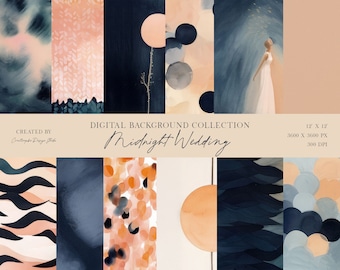Midnight Wedding Digital Background Collection: Elegance, Romance, Moon, Digital Downloads, Printable, Wedding, Instagram, Planner