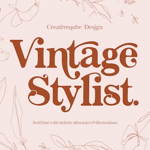 Fuente vintage, arte lineal moderno, fuentes digitales, fuente para bodas, fuente para invitaciones, escritura, descarga digital, estilo vintage, serif + flores