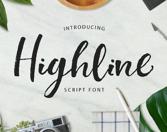 Digital Font Highline Script Font, Brush Wedding Font, Calligraphy, Signature Typeface, Hand Written font