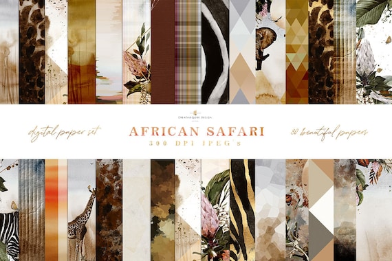 Safari Scrapbook Papers -12x12 scrapbook papers for African Safar
