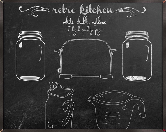 Chalkboard kitchen Clipart Digital Clip Art Chalkboard Line | Etsy