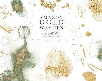 Watercolor Gold Wäscht Clipart: Handgemalte Texturen (Kommerzielle Nutzung)