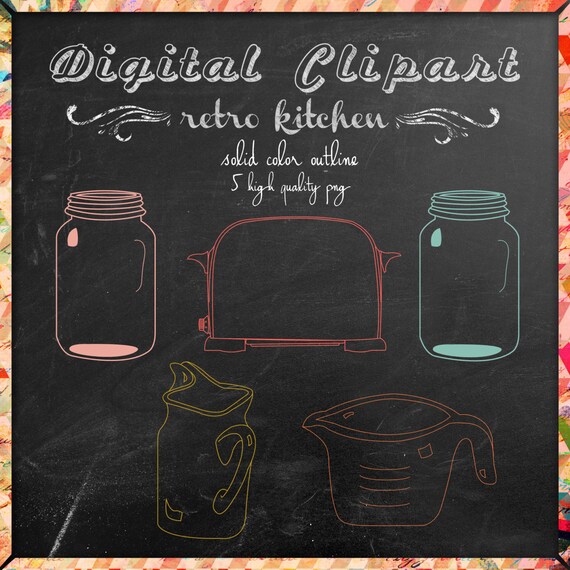 toaster Jugs Personal and Commercial Use SALE Kitchen retro Digital Clip Art Clipart Set Mason Jars
