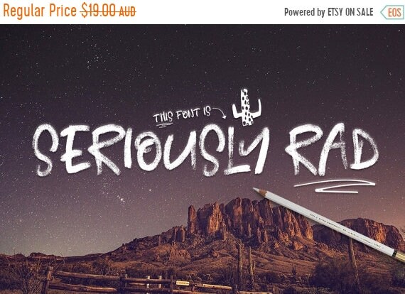 70% OFF Sale Digital Font Seriously Rad - Digital Typeface - Hand Painted Brush font - Instant Download
