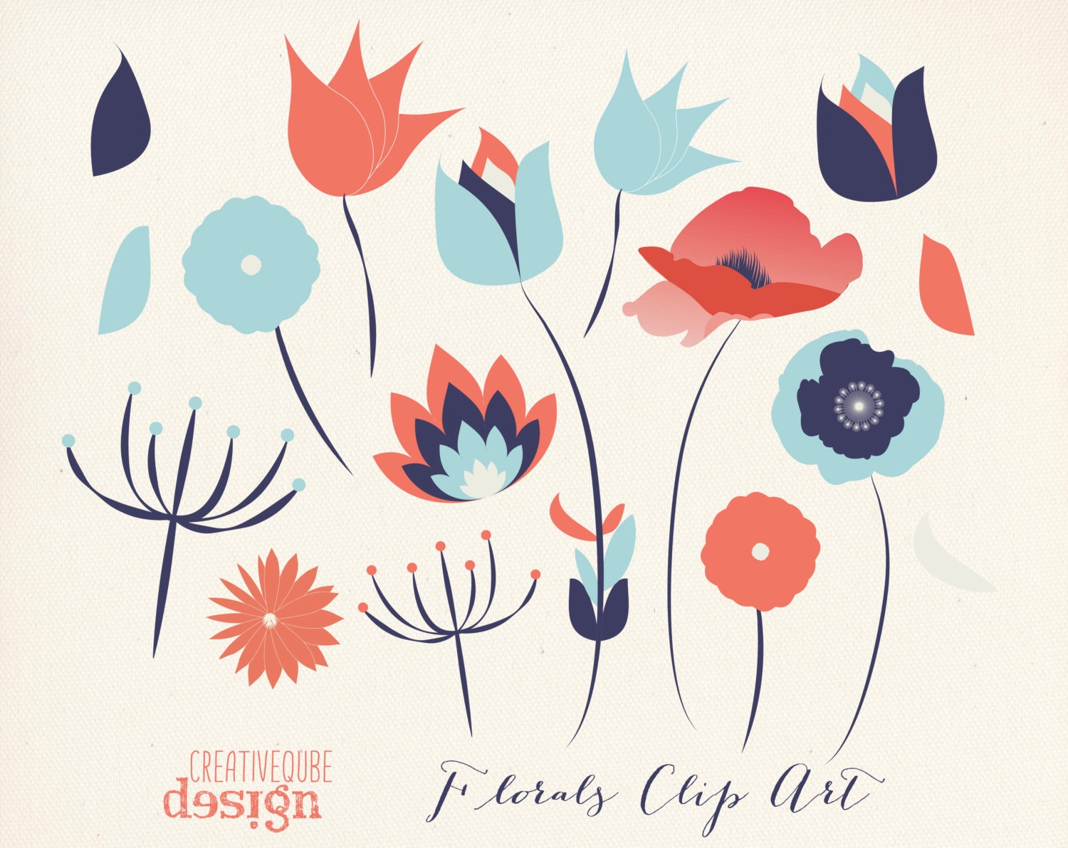 Sale Flower Clipart Digital Clip Art Vectors Flowers Etsy