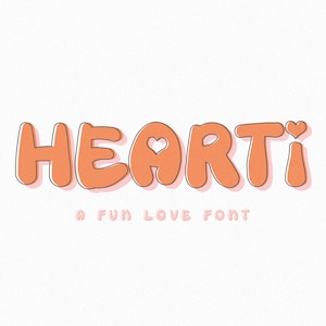 Hearti Font - Retro Fonts, Cute Font, Bubbly font, 70&#39;s font, Vintage Font, Cricut Fonts, Procreate Fonts