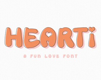 Hearti Schriftart: Retro-Bubbly-Schrift mit Herzdetails