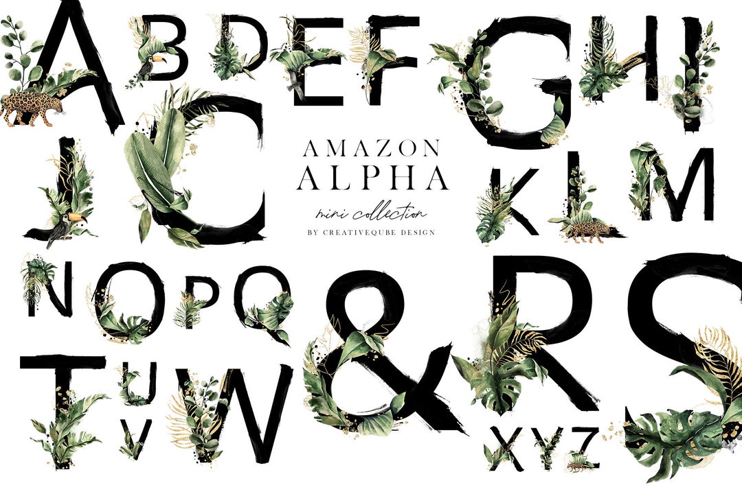 Watercolor Amazon Alphabet Clipart: Hand Painted Planner Stickers ...