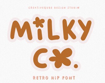 Milky Co. Retro Schriftart: 70er Jahre Bubbly Flower Schriftart