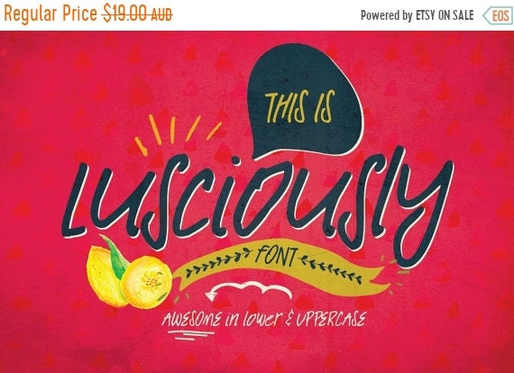 70% OFF Sale Digital Font Lusciously - Digital Typeface - Hand drawn signature font - Instant Download -